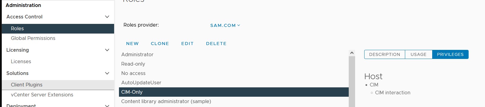  ESXi 7 CIM Interaction Role