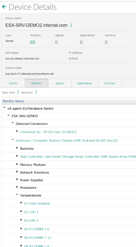 Device view from in BMC Helix/TrueSight Operations Management