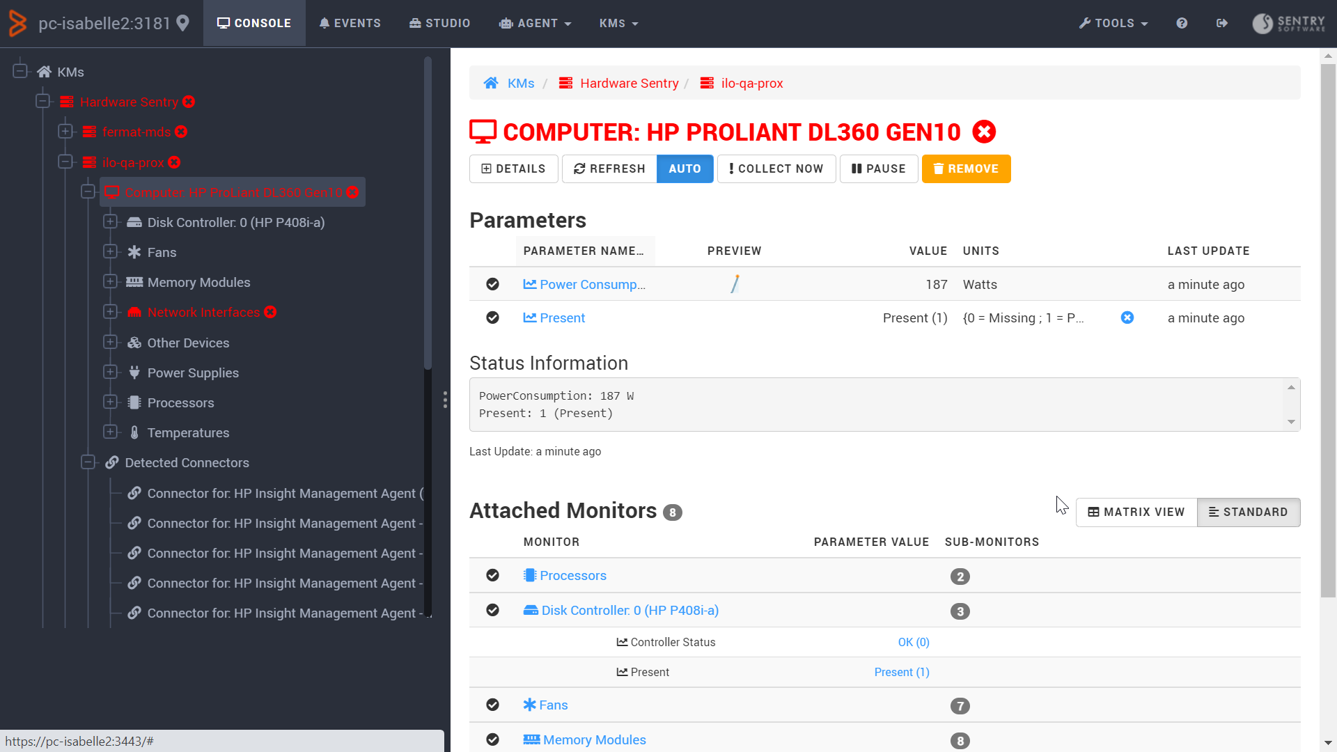 Checking the hardware health status of HP ProLiant Servers