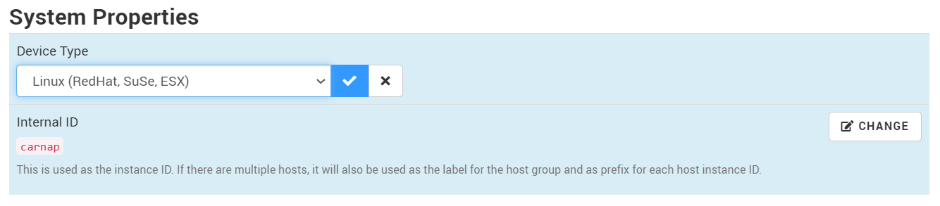 Selecting Linux (RedHat, SuSe, ESX) as the Device Type