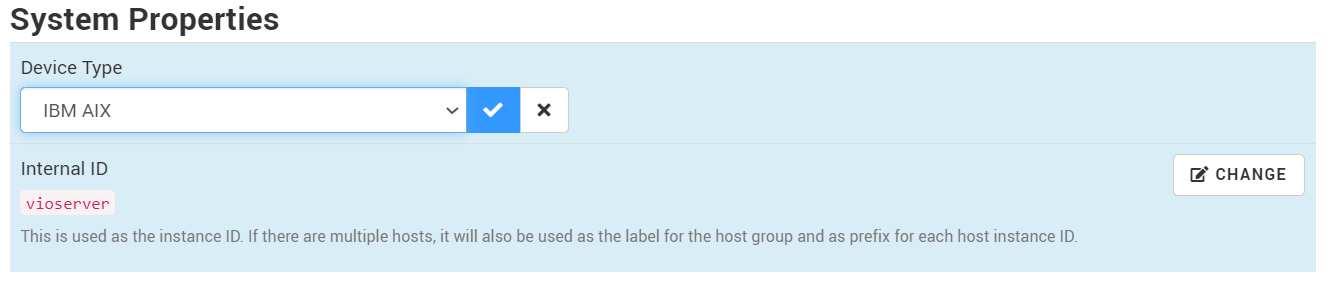 Selecting IBM AIX as the device type