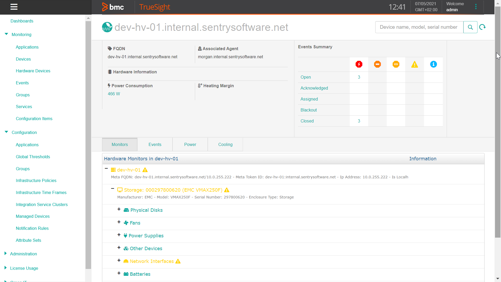 Monitoring Dell EMC Symmetrix VMAX disk arrays in TrueSight Presentation Server (Details View)