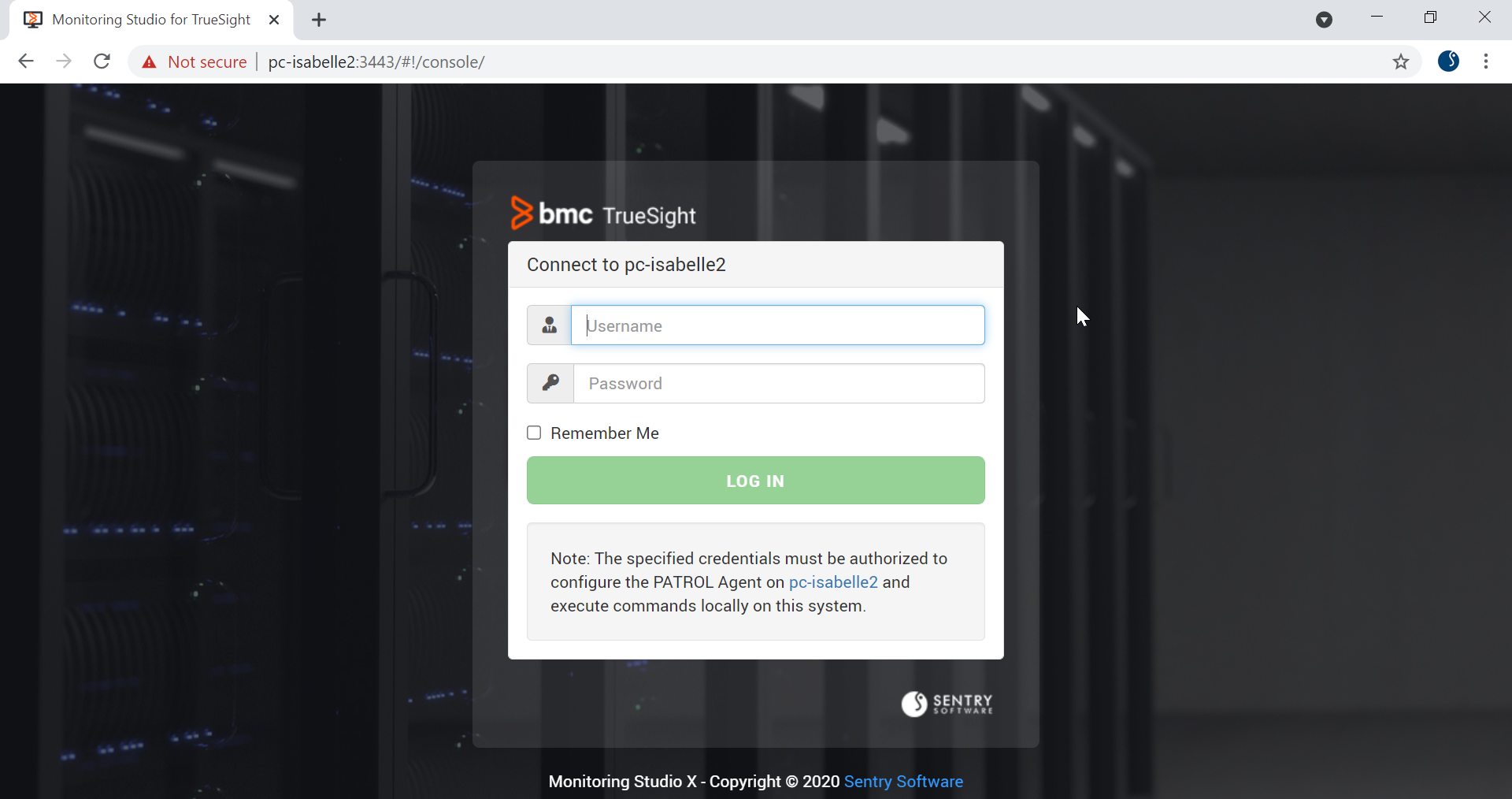 Accessing the Monitoring Studio X Web Interface