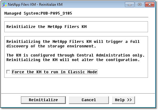 Reinitializing the KM