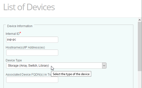 Entering the device information