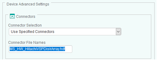 Specifying the Connector File Name to monitor Hitachi VSP G Series and Hitachi HUS-VM