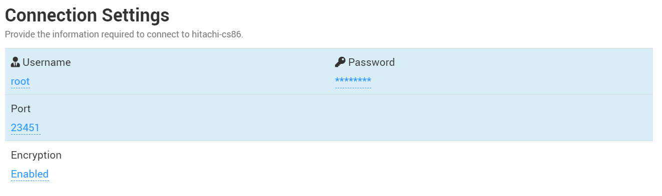 Specifying the connections settings