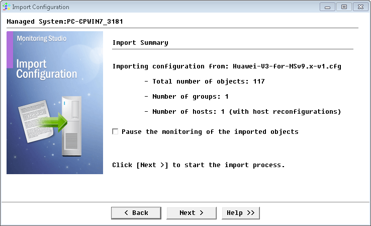 Verifying the import summary of the Huawei V3 pre-built configuration