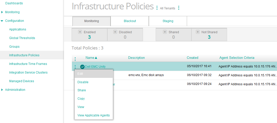 Editing the Storage Monitoring Policy