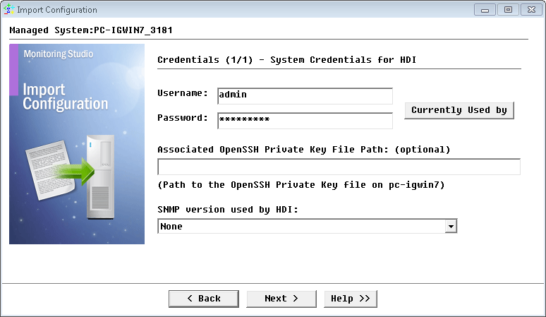 Providing the Credentials to Access to the HDI Appliance to beMonitored