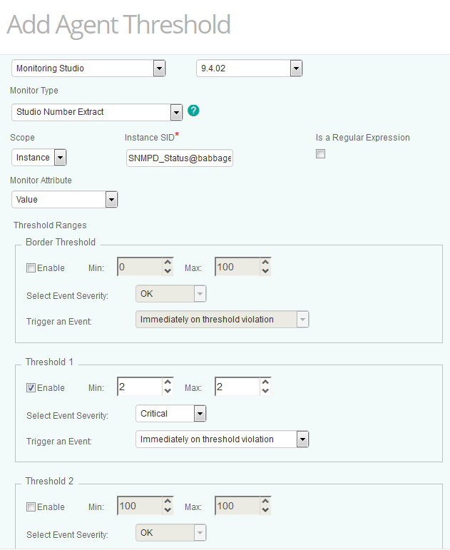 Configuring agent threshold