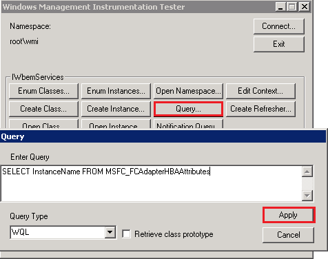 WBEMtest Query