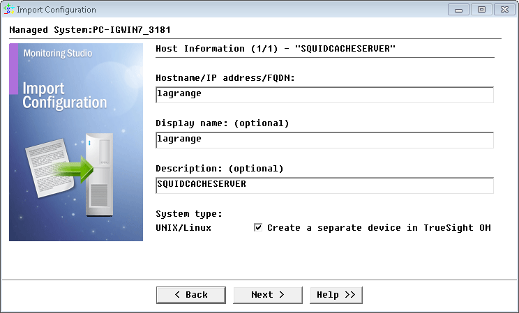 Providing the hostname or IP address of the Squid server to be monitored