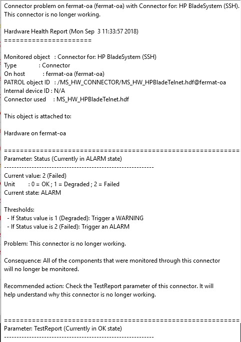 PATROL_EV event triggered when SSH connector fails