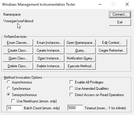 Testing Query2 - Providing the root\ibmsd namespace