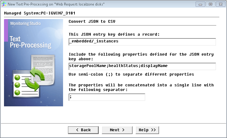 Specifying the JSON entry key and properties