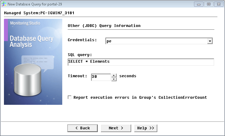 Providing the JDBC Query Information