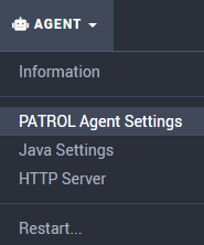 Monitoring Studio X Agent Menu