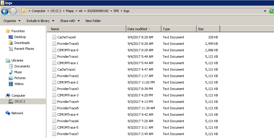 Checking the SMI-S Logs