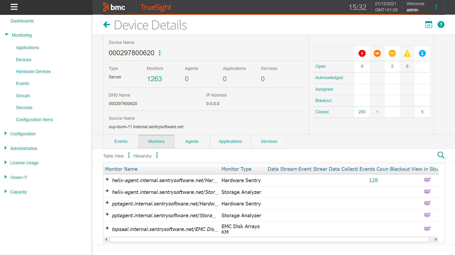 Device Details in TrueSight Presentation Server