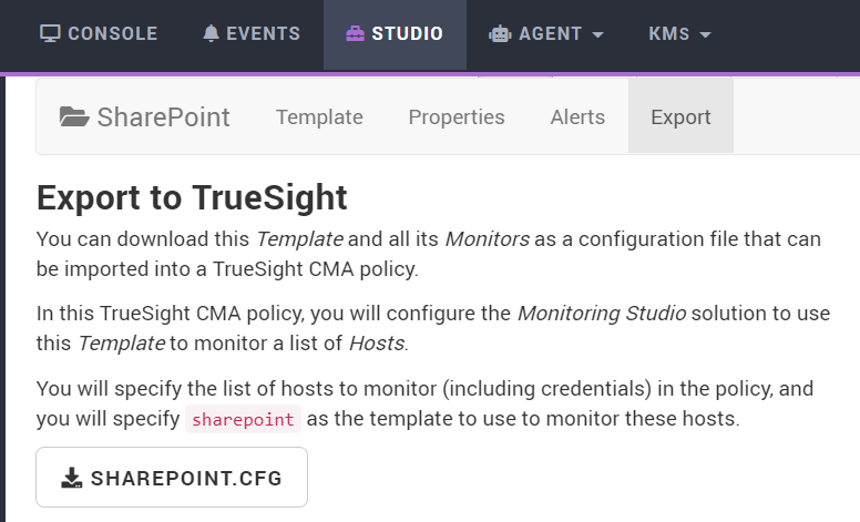 Monitoring SharePoint - Exporting to TrueSight