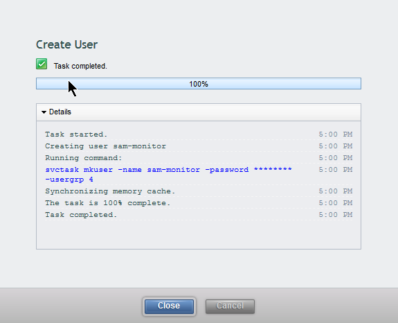 IBM SVC - The Monitor-Role User is Successfully Created