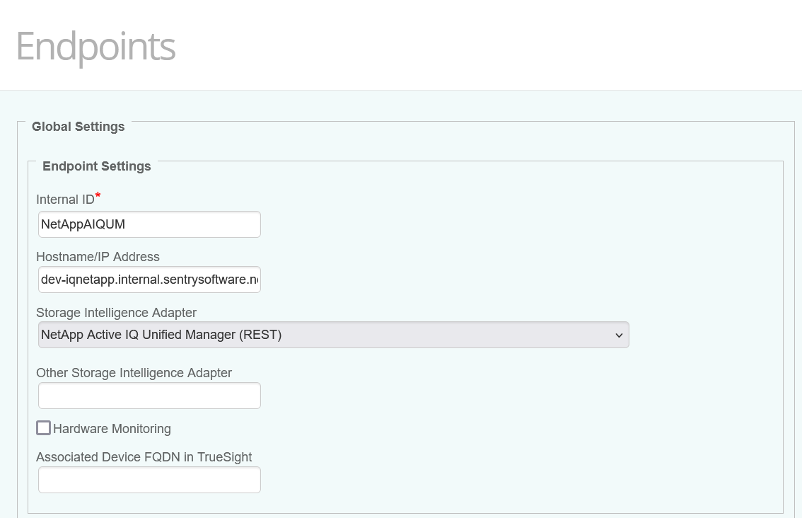 NetApp AIQUM - Configuring the Endpoint Global Settings