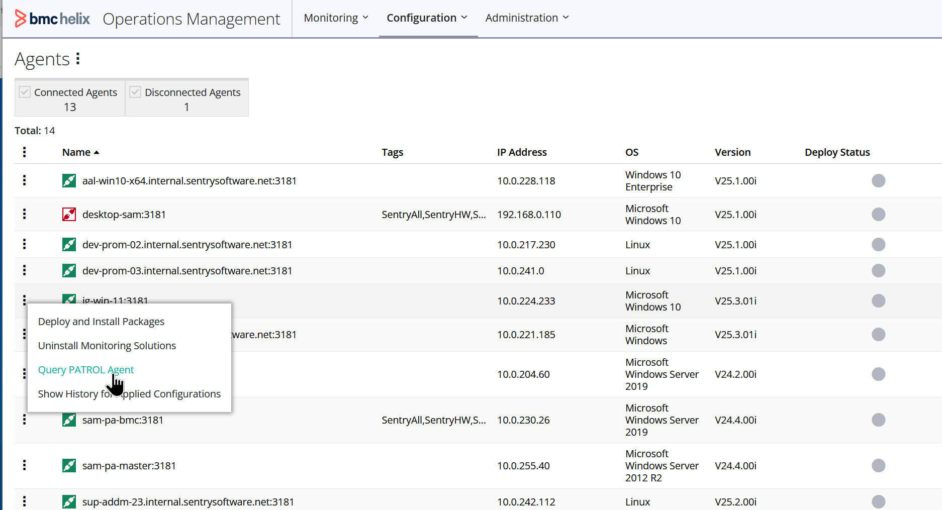 Test PATROL_EV Events – Query PATROL Agent