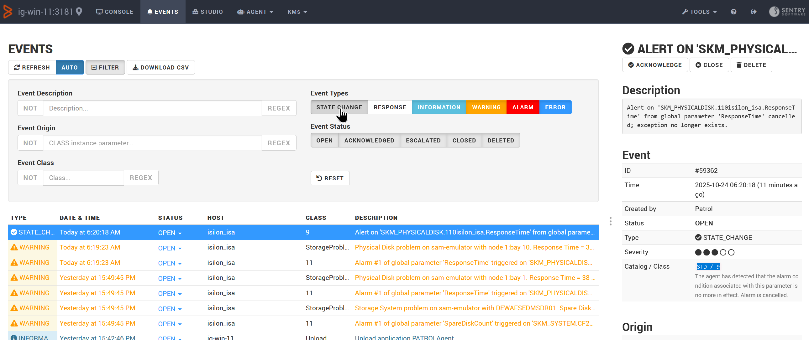 Generating test PATROL_EV Events – Displaying PATROL 9 events